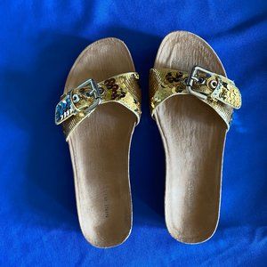 Nine West gold sequined slides